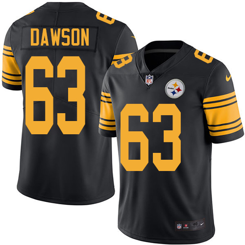 Men's Elite Dermontti Dawson Nike Jersey Black - #63 Rush NFL Pittsburgh Steelers